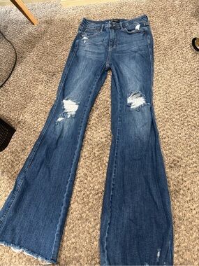 Judy Blue Dark Wash Distressed Flare Jeans